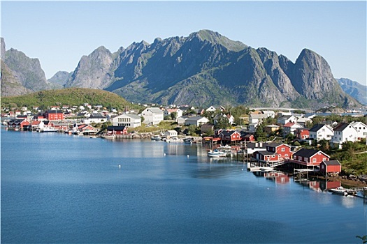 景色,城镇,瑞恩,罗浮敦群岛,挪威
