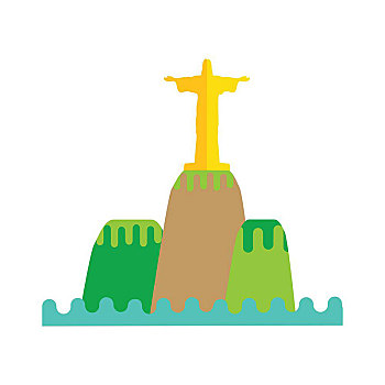 里约热内卢,背景,矢量,插画,巴西,风景,白色背景,雕塑,耶稣,山,旅行,构图