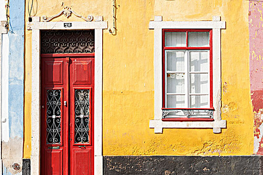 特写,明亮,涂绘,家,阿尔加维,葡萄牙