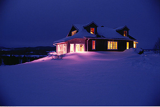 房子,冬天,黎明,新布兰斯维克,加拿大