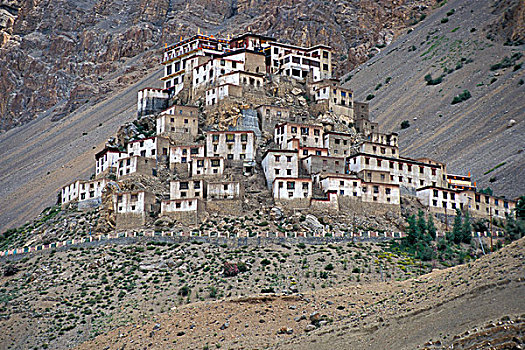 佛教,钥匙,寺院,喇嘛寺,山谷,地区,印度,喜马拉雅山,喜马偕尔邦,北印度,亚洲