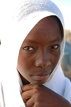 少女,露营,人,近郊,林羚,南方,达尔富尔,苏丹,十一月,2004年