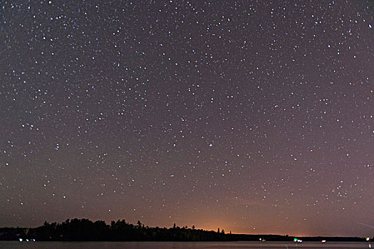 星,夜空,上方,湖,木头,安大略省,加拿大