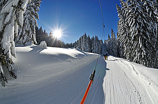 滑雪缆车,区域,巴伐利亚,德国,欧洲
