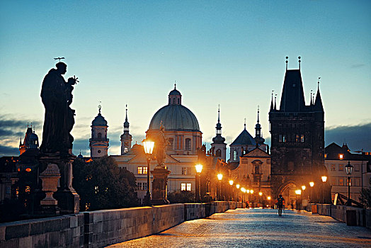 查理大桥,布拉格,捷克共和国,夜晚