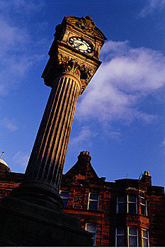 钟表,柱子,斯特灵,苏格兰