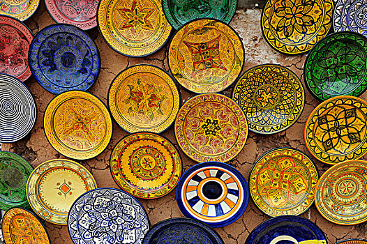 手绘,陶器,山峦,售出,露天市场,市场,集市,摩洛哥,非洲