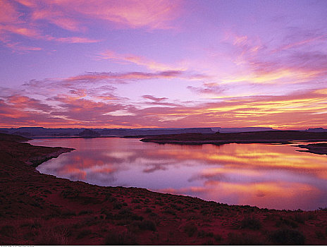 日出,上方,格兰峡谷,国家公园,鲍威尔湖,亚利桑那,美国