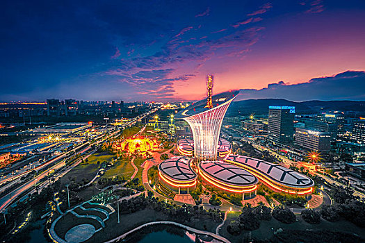 武汉城市夜景未来科技城