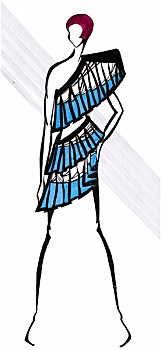 礼服短裙,蓝色,宽,乐队,纸巾