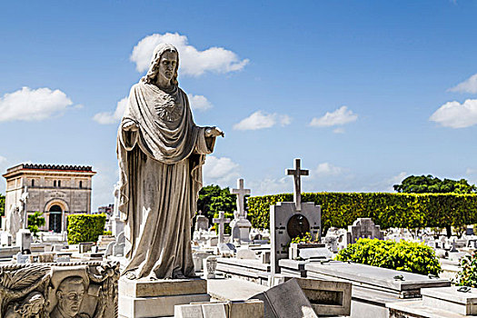 雕塑,一个,墓穴,哥伦布,墓地,哈瓦那