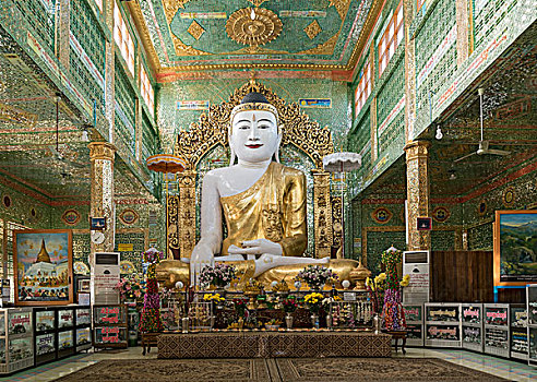 佛像,塔,传说,山,靠近,曼德勒,缅甸,亚洲