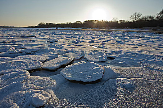 北戴河,大雪,雪后,海滨,浅水湾,对比,鲜艳,吸引,洁白,冬季,寒冷