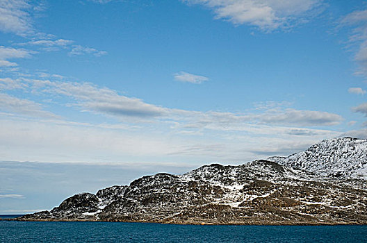 挪威,斯瓦尔巴群岛,斯匹次卑尔根岛,崎岖,山景,海岸