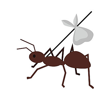 蚂蚁,行李,枝头,褐色,树上,枝条,象征,拿着,昆虫,白蚁,隔绝,物体,设计,白色背景,背景,矢量,插画