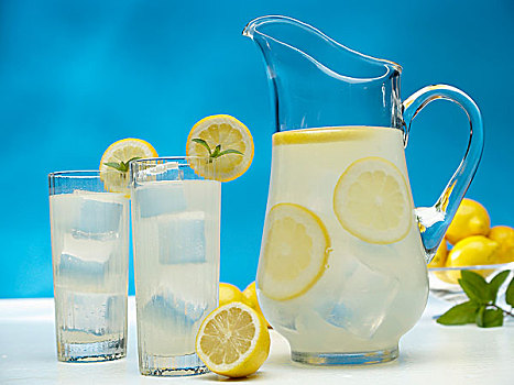 玻璃杯,新鲜,柠檬