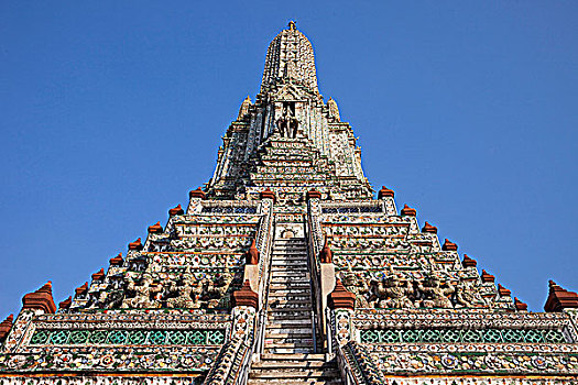 仰视,庙宇,郑王庙,曼谷,泰国