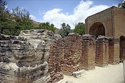 柱子,剧院,罗马,住宅区,发掘地,克里特岛,希腊