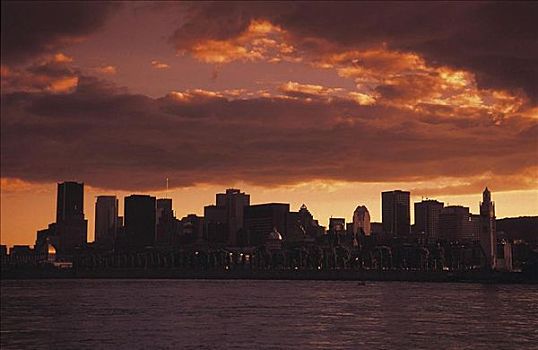 日落,晚间,气氛,圣劳伦斯,河,加拿大,北美