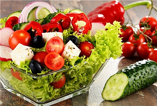 蔬菜沙拉,碗,厨房用桌,均衡饮食