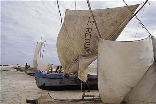马达加斯加,薪水,独木舟,海滩