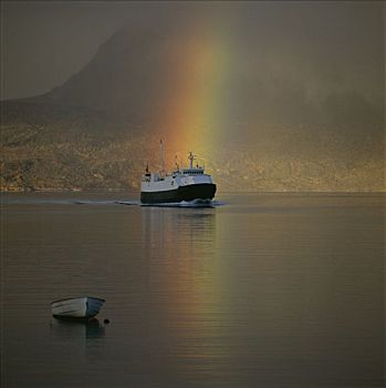 车辆渡船,彩虹,挪威