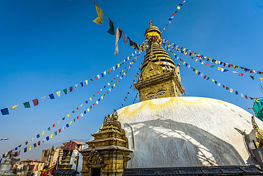 佛教,佛塔,经幡,猴庙,斯瓦扬布纳特佛塔,加德满都,尼泊尔,亚洲