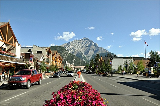 班芙,加拿大,八月,街道,风景,著名,道路,晴朗