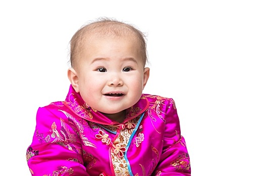 中国人,婴儿,微笑,传统服装