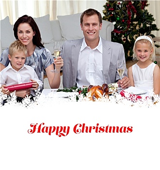 合成效果,图像,父母,祝酒,香槟,圣诞晚餐