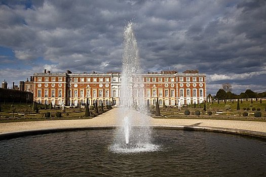 英格兰,萨里,汉普顿宫,喷泉,花园,宫殿