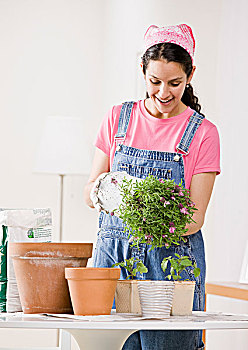 女人,植物,在家