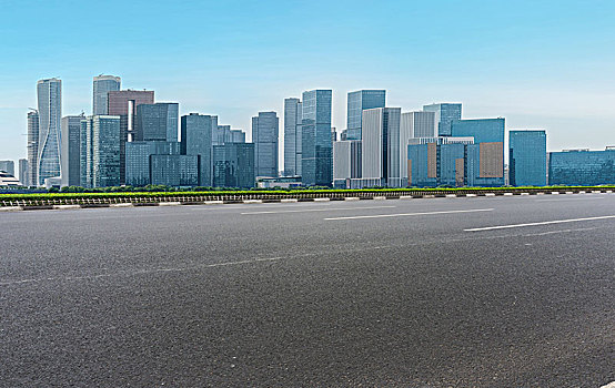 城市道路路面和杭州钱江新城建筑