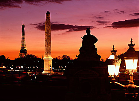 夜景,地点,协和飞机,巴黎,法国,欧洲