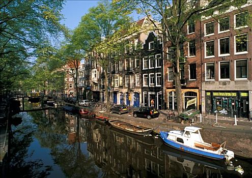 阿姆斯特丹,小船,运河,码头