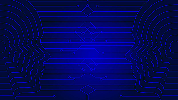 ai人工智能,人体头部轮廓与电路板,科学技术与工程概念