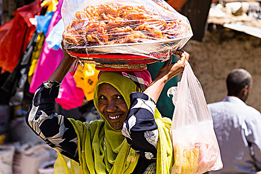 女人,市场,哈勒尔,东方,埃塞俄比亚