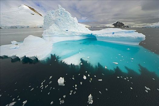蓝色,绿色,冰山,融化,冰,通道,南极