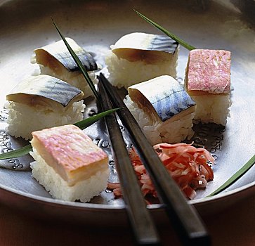 寿司,鲭,粉色,鲷鱼