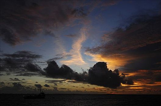 氛围,云,上方,环礁,泻湖,胜地,马尔代夫,印度洋