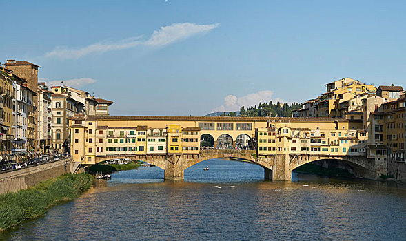 维奇奥桥,桥,上方,阿尔诺河,佛罗伦萨,托斯卡纳,意大利,欧洲
