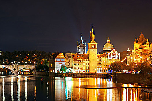 夜景,布拉格,捷克共和国