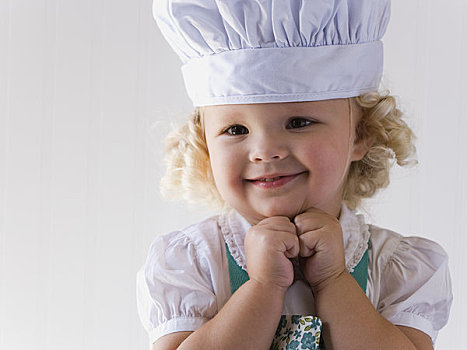 小女孩,厨师帽