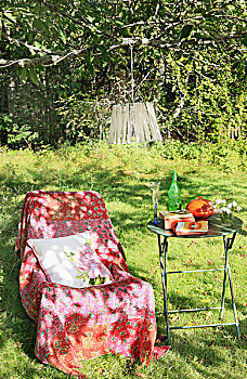 投掷,舒适,椅子,花园桌