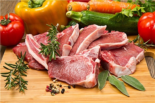 肉片,羊羔肉,蔬菜