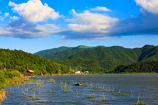 东钱湖,湖畔,空蒙,山水,天空,水,开阔