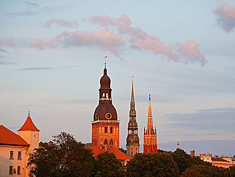 塔,里加,城堡,大教堂,教堂,拉脱维亚,欧洲