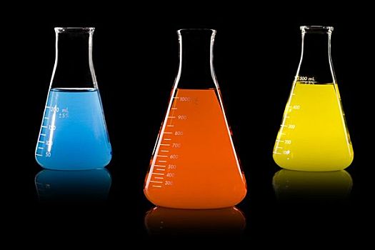 锥形烧瓶,彩色,液体