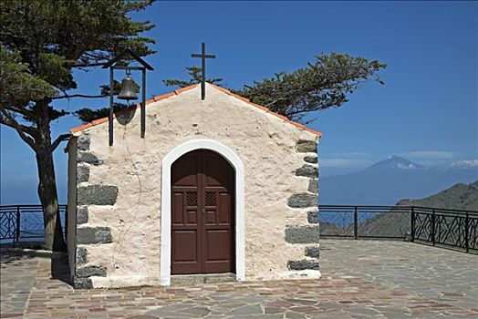 小教堂,圣胡安,火山,背景,山谷,加纳利群岛,西班牙,欧洲