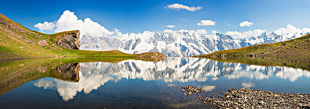 山,局部,反射,高山,湖,伯尔尼阿尔卑斯山,伯恩,瑞士